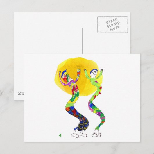 2 dansers dansen in de zon briefkaart (Voorkant / Achterkant)