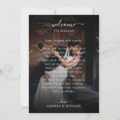 2 Dark Photo Wedding Welkomstbrief reisschema Kaar Kaart (Voorkant)