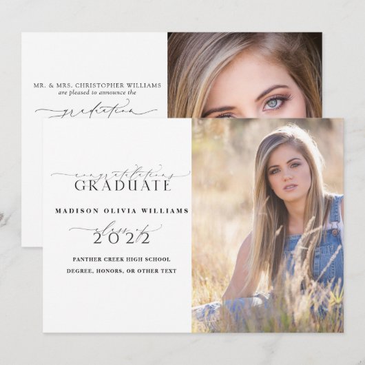 2 de Ouders van de Foto verenigt Eenvoudig Afstude Kaart (Voorkant / Achterkant)