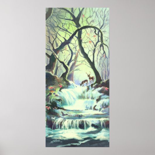 2 DEER & CREEK door SHARON SHARPE Poster (Voorkant)