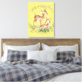 2 Deer Fawns in een bloementuin Canvas Afdruk (Insitu (Slaapkamer))