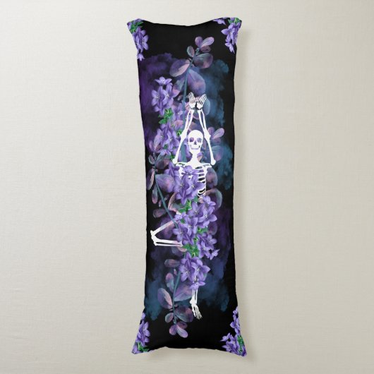 2 design: Lila veld met een skelet Lichaamskussen (Voorkant Verticaal)
