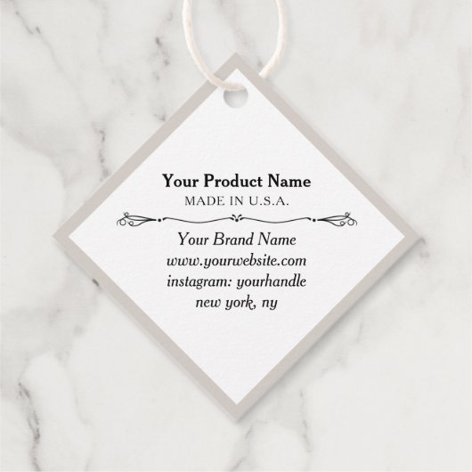 2" Diamond Shape Hang Labels met String Custom Log (Achterkant)