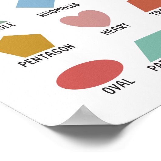 2 Dimension Vormt Kleurrijke Minimalistische Educa Poster (Hoek)