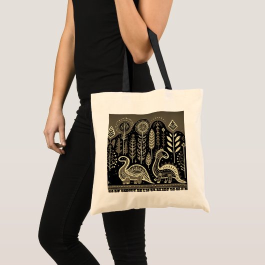 2 dinausors met donker bos tote bag (Voorkant (product))