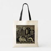 2 dinausors met donker bos tote bag (Achterkant)