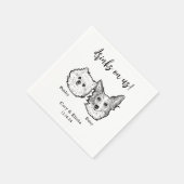 2 Dog Faces Pet Sketch Drinken op Amerikaanse brui Servet (Hoek)