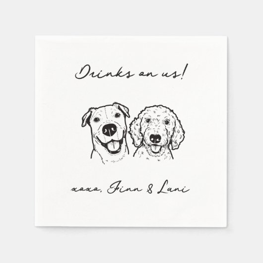 2 Dogs Faces Dog Bar Drinken op US Pet Wedding Nap Servet (Voorkant)