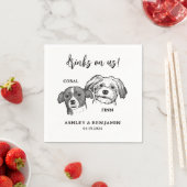 2 Dogs Faces Sketch Pet Drinken op ons bruiloft Servet (Insitu)