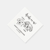 2 Dogs Faces Sketch Pet Drinken op ons bruiloft Servet (Hoek)