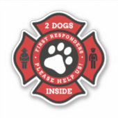 2 Dogs Inside Pet Alert for Fire Department Sticker (Voorkant)