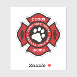 2 Dogs Inside Pet Alert for Fire Department Sticker
