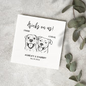 2 Dogs Pet Line Art Drinken op Us bruiloft Servet