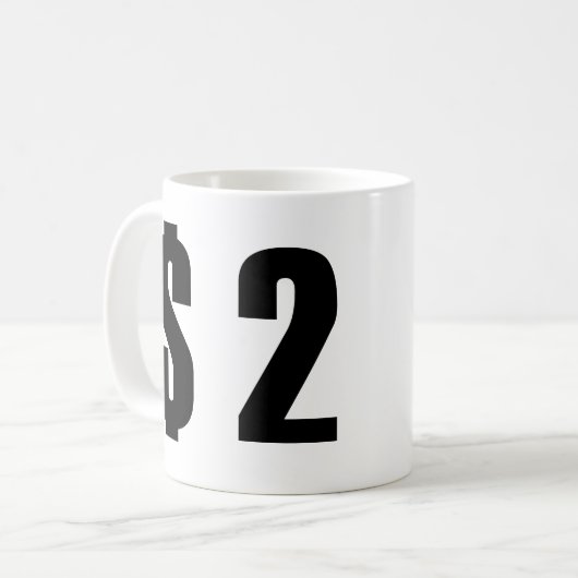 2 dollar koffiemok (Voorkant links)