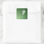 2 Doves of Peace Retouradres Groen Vierkante Sticker (Tas)