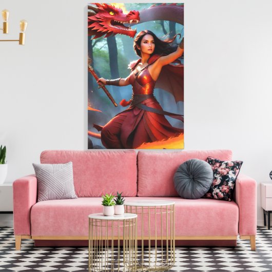 #2 Drakenlady Canvas Afdruk (Insitu (Woonkamer))