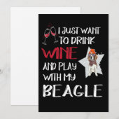 2 Drink wijn en speel met mijn beagle Kaart (Voorkant / Achterkant)