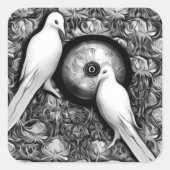 2 Duiven Vierkante Sticker (Voorkant)