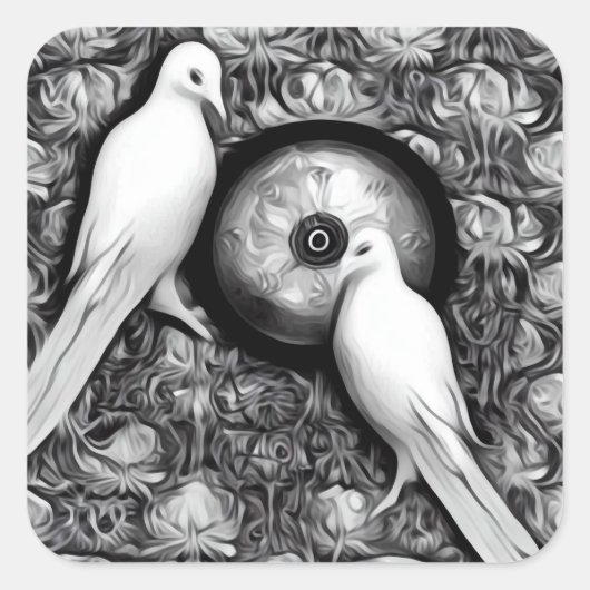 2 Duiven Vierkante Sticker (Voorkant)