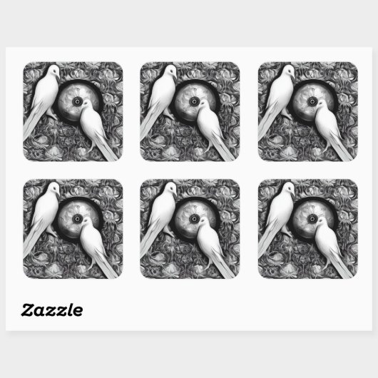 2 Duiven Vierkante Sticker (Vel)