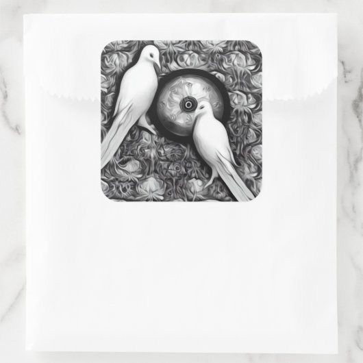 2 Duiven Vierkante Sticker (Tas)