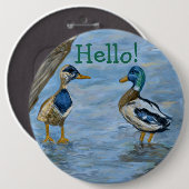 2 Eenden in een gesprek Ronde Button 6,0 Cm (Voorkant /achterkant)