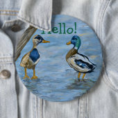 2 Eenden in een gesprek Ronde Button 6,0 Cm (In situ)