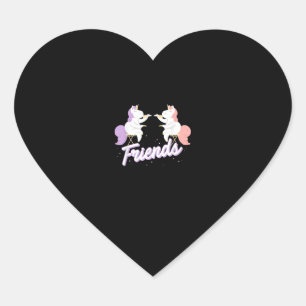 2 Eenhoorns Drink Tea Shirt, Beste Vrienden Matchi Hart Sticker
