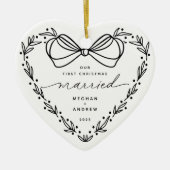 2 Eerste Kerstmis Getrouwd met Kerstmis Keramisch Ornament (Voorkant)