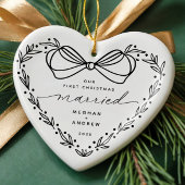 2 Eerste Kerstmis Getrouwd met Kerstmis Keramisch Ornament