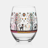 2 Egyptische katten met piramides Wijnglas Zonder Voet (Voorkant)