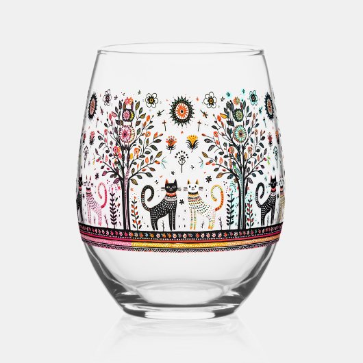 2 Egyptische katten met piramides Wijnglas Zonder Voet (Voorkant)