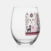 2 Egyptische katten met piramides Wijnglas Zonder Voet (Rechts)