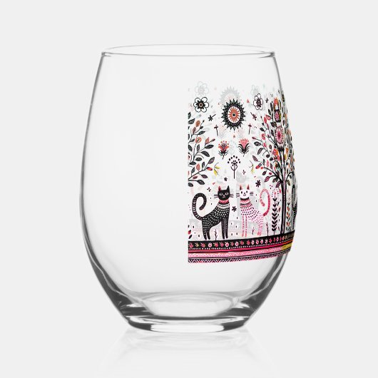 2 Egyptische katten met piramides Wijnglas Zonder Voet (Rechts)