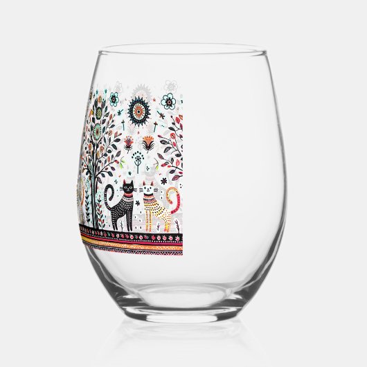 2 Egyptische katten met piramides Wijnglas Zonder Voet (Links)