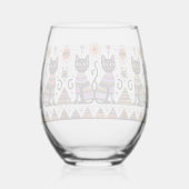 2 Egyptische katten met piramides Wijnglas Zonder Voet (Achterkant)