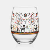 2 Egyptische katten met piramides Wijnglas Zonder Voet (Voorkant)