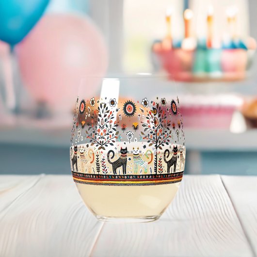 2 Egyptische katten met piramides Wijnglas Zonder Voet (Insitu (Baby Shower))