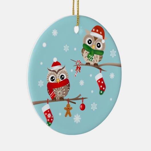 2 Eigenaren van kerstbijkantoren Keramisch Ornament (Rechts)