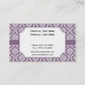 #2 Elegant  Dusty Paars White Damask Visitekaartje (Achterkant)