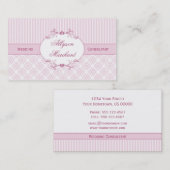 #2 Elegant  Roze Witte Damasbanden Visitekaartje (Voorkant / Achterkant)