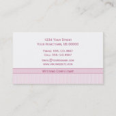 #2 Elegant  Roze Witte Damasbanden Visitekaartje (Achterkant)