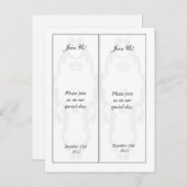 2 Elegant Wit/Zilver Save the Date Bladwijzer Aankondigingskaart (Voorkant / Achterkant)