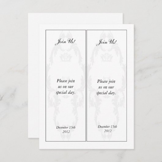 2 Elegant Wit/Zilver Save the Date Bladwijzer Aankondigingskaart (Voorkant / Achterkant)