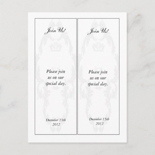 2 Elegant Wit/Zilver Save the Date Bladwijzer Aankondigingskaart (Voorkant)