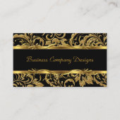 2 Elegante Classy Goud Zwart Damask Embossed Look Visitekaartje (Voorkant)