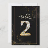 2 Elegante Diamanten Afdrukbare Tafel Nummers Kaart (Voorkant)