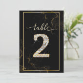2 Elegante Diamanten Afdrukbare Tafel Nummers Kaart (Staand voorkant)