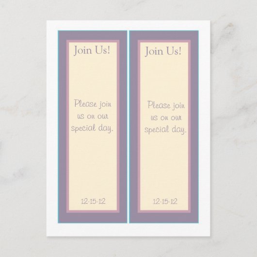 2 Elegante Paarse Bruiloft Opslaan Datum Bladwijze Aankondigingskaart (Voorkant)