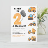 2 en graven het verjaardagsfeestje uitnodiging jon (Staand voorkant)